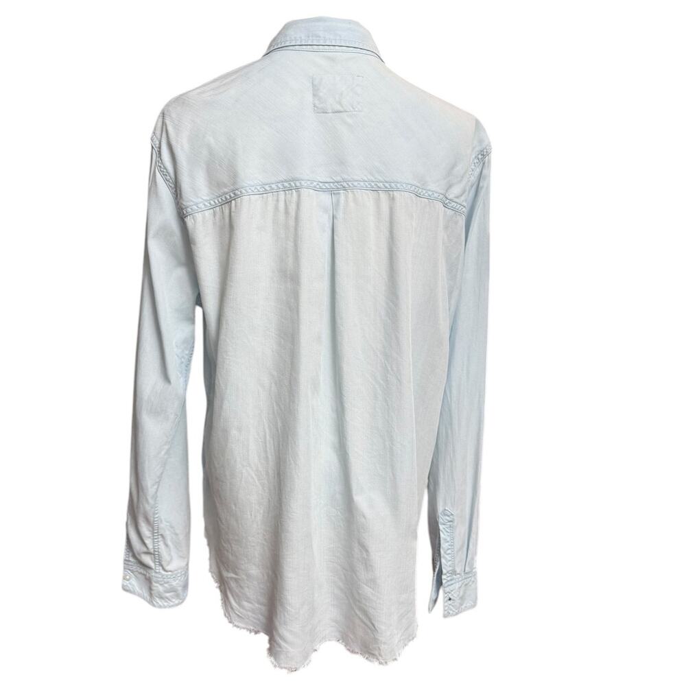 Rails Ingrid Raw Light Vintage Shirt Size Large Tencel Denim Long Sleeves - Picture 6 of 12